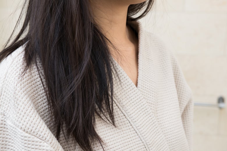 collar of Macy’s Hotel Collection Waffle Weave